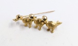 14k Gold 3 Duck Brooch