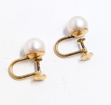 14k Gold Pearl Vintage Earrings
