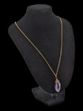 Gold tone Amethyst Stone Necklace