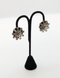 Vintage Garne Rhinestone Burst Clip-on Earrings