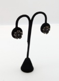 Vintage Sterling Silver Rose Screw Back Earrings