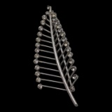 Leaf with Rhinestones Brooch