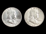 Lot of 2 Franklin Silver Half Dollars - 1963-D & 1962-D