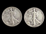 Lot of 2 Walking Liberty Silver Half Dollars - 1941 & 1946