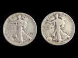 Lot of 2 Walking Liberty Silver Half Dollars - 1941 & 1946