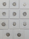 Lot of 11 Barber Dimes - 1900-1916 - 90% Silver