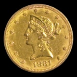 1881 Liberty Head $5 Coin 1/4 oz pre -33 Gold