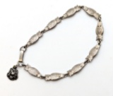 Sterling Silver Owl Bracelet with Chi Omega Sorority Crest Charm