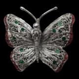 Vintage Sterling Silver Van Lou Filigree Butterfly Brooch
