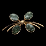 Gold Fill Green Stone Brooch Stamped Bal-Ron