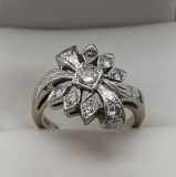 14K White Gold Diamond Ladies Ring