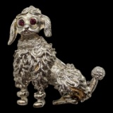 Silver tone Poodle Dog Brooch