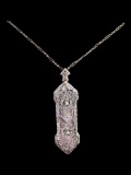 FEATURE 14K White Gold Diamond Filigree Pendant Ladies Necklace