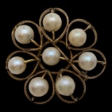 Vintage 12K Gold Filled Bojar Pearl Flower Brooch