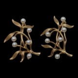 Vintage 14K Gold Fisher & Co. Branches Brooch Set
