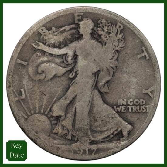 1917 Silver Walking Liberty Half Dollar - KEY DATE