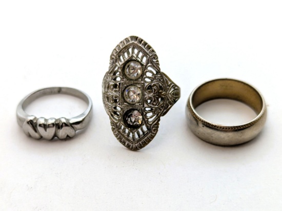 Lot of 3 Ladies Costume Rings