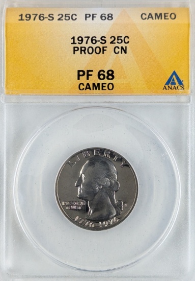 ANACS 1976-S PF68 Washington Quarter - Proof Cameo
