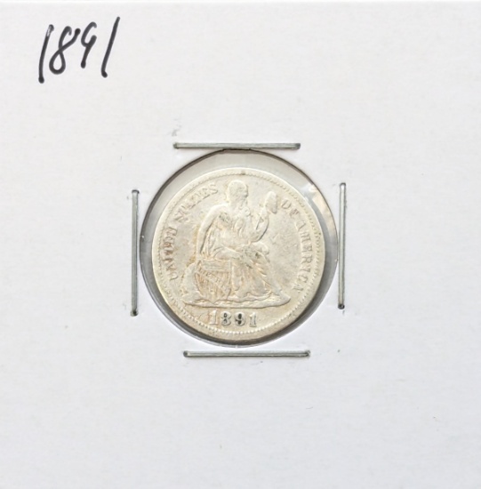 1891 Silver Seated Liberty Dime
