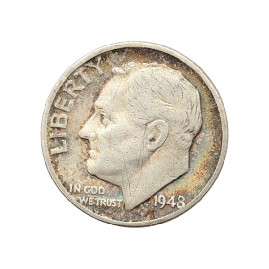 1948 Silver Roosevelt Dime - Toned