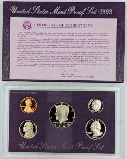 1992 US Mint Proof Set w/ COA