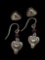 Lot of 2 Sterling Silver Heart Earrings