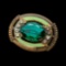 Vintage Gold tone & Green Oval Costume Brooch