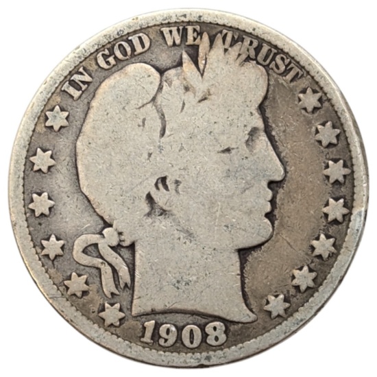 1908-O Silver Barber Half Dollar