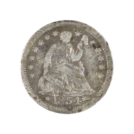 1854 Silver Seated Liberty Half Dime w/ Arrows