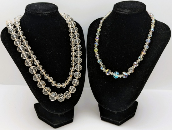 Lot of 2 Vintage Laguna Clear Beaded Ladies Necklaces