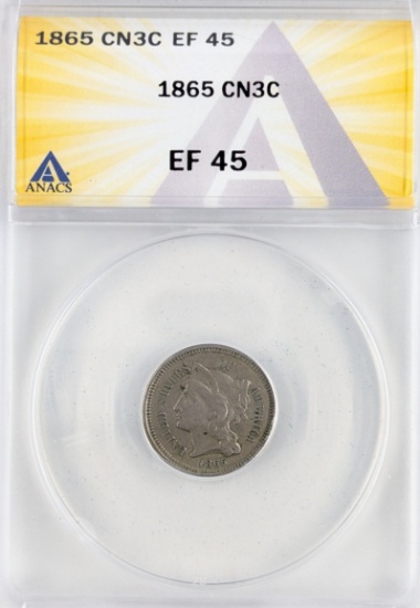 ANACS 1965 EF45 Three Cent Nickel