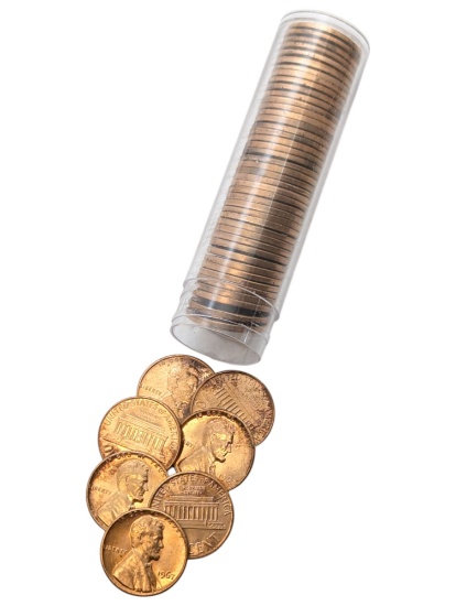 Tube of 50 - 1967 Lincoln Cents - BU
