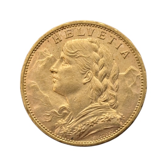 FEATURE 1915 Switzerland 20 Francs Gold Coin