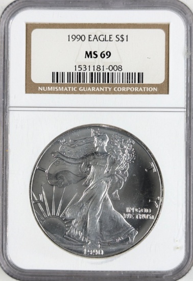 NGC 1990 MS69 American Silver Eagle Dollar