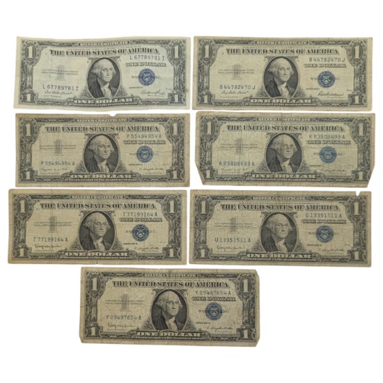 Lot of 7 $1 Notes from 1935 or 1957 - Silver Certificates