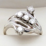 FEATURE - 14k White Gold Ring with 5 Round Cut Diamonds