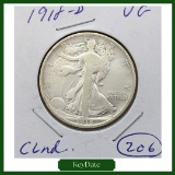 1918-D Silver Walking Liberty Half Dollar - KEY DATE