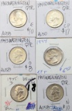 Lot of 6 Silver Washington Quarters - 1942-1945