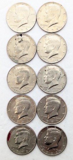Lot of 10 John F Kennedy Half Dollars- 1972-2022