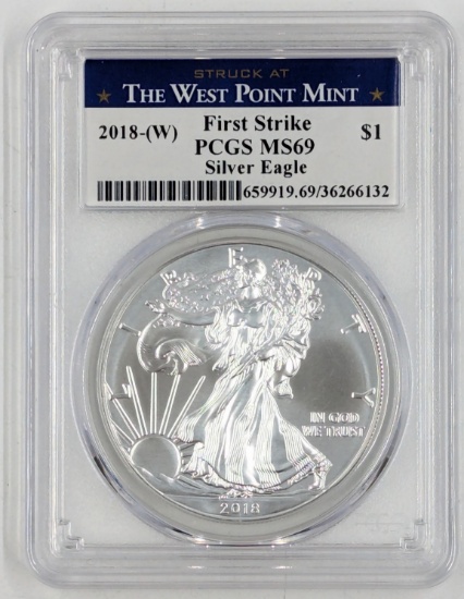 2018 - W PCGS MS-69 American Silver Eagle - Struck at the West Point Mint