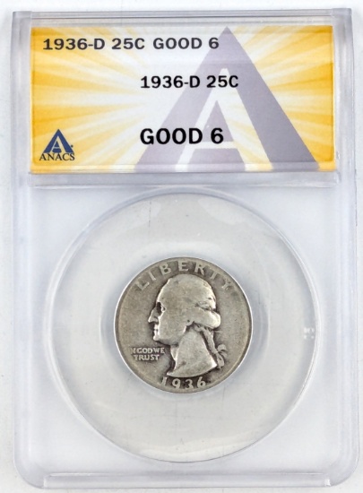 ANACS 1936-D Silver Washington Quarter
