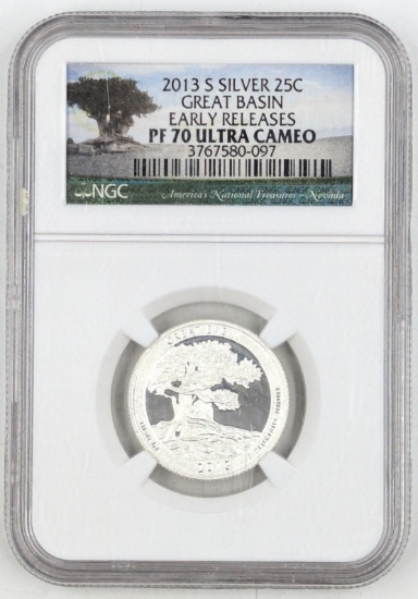 NGC 2013-S PF 70 ULTRA CAMEO Silver America the Beautiful Quarter - Great Basin - Early Release
