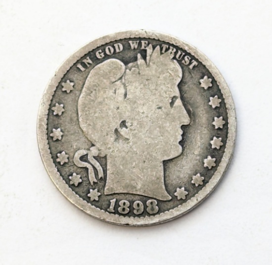 1898 Silver Barber Quarter