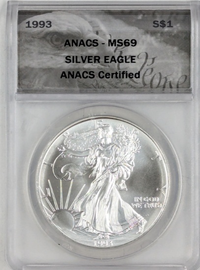 1993 Anacs MS-69 American Silver Eagle