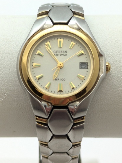 Women's Citizen Eco Drive w/Date Function with Shell Band - Runs Great