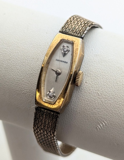 FEATURE - Women's Vintage Diamond Dial Longiness Watch With Gold Filled Case & Band