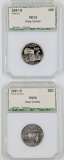 Lot of 2 Proof 70 Deep Cameo 2001-S State Quarters - Kentucky & North Carolina