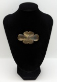 Antique Floral Sterling Silver Brooch Pin Marked 