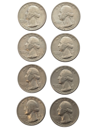Lot of 8 Washington Quarters - 1976 Bicentennials