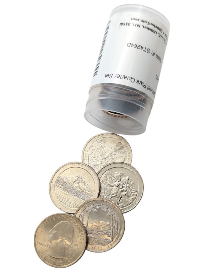 Tube of 17 Uncirculated 2010-2013 National Park Quarters